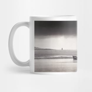 Fishing boat returning to harbour - Conwy estuary, North Wales Mug